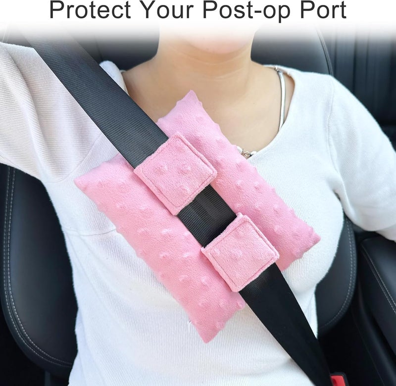 HapiPoppy Port Pillows Chemo Port Pillow for Seatbelt Chest Protector Chemo Patients Pacemaker Heart Surgery Recovery Support Cushion Gifts Women Minky Dot Coral - Image 3